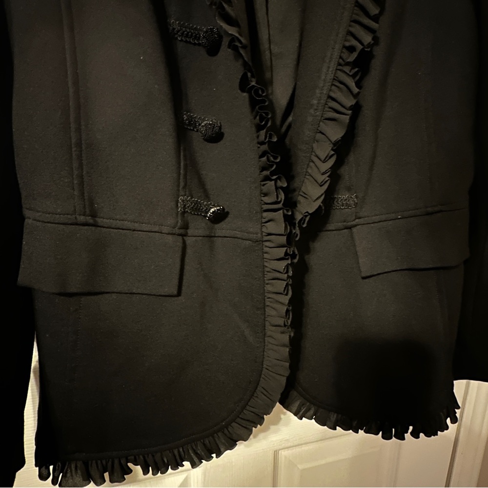 Chicos Black Blazer with Ruffles Size 2 - Picture 4 of 6